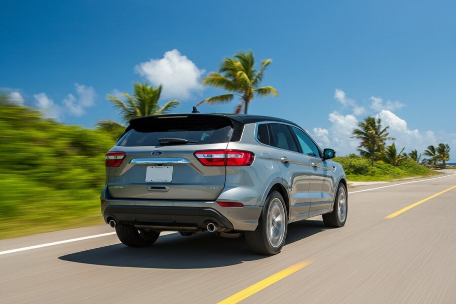 Xe Ford chạy trên cung đường ven biển mùa hè